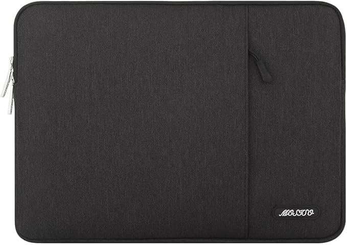 MOSISO Laptop Case 13.3 inch, 13-13.3 inch Laptop Sleeve Compatible with MacBook Air/Pro 13 / Pro 14, HP Dell ASUS Lenovo Notebook, Polyester Vertical Computer Sleeve Bag with Pocket, Black